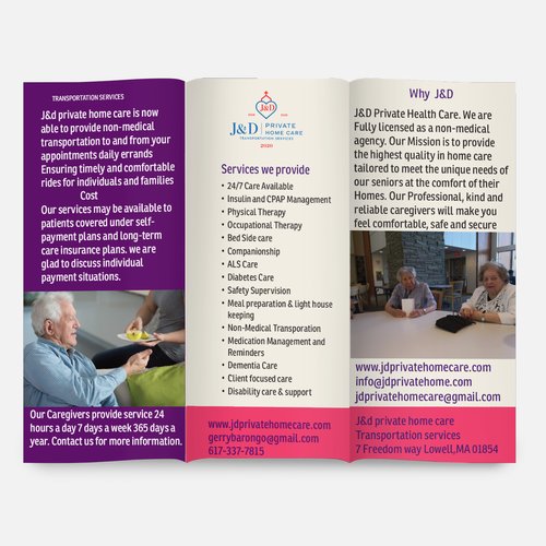 J&D Private Home Care and Transportation brochure back
