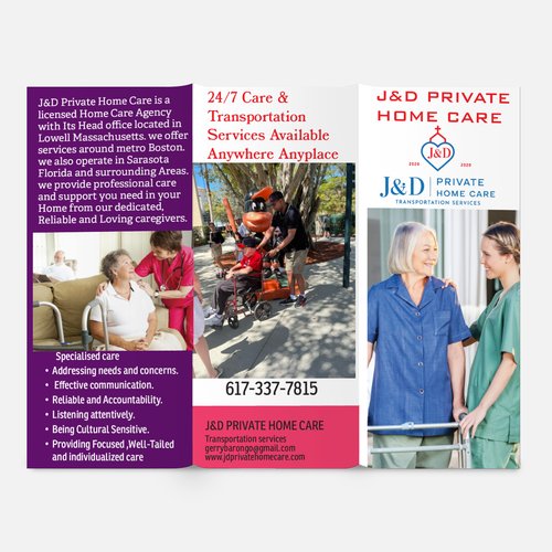 J&D Private Home Care and Transportation brochure front